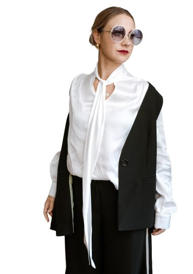 Blouse with a Bow Tie Collar